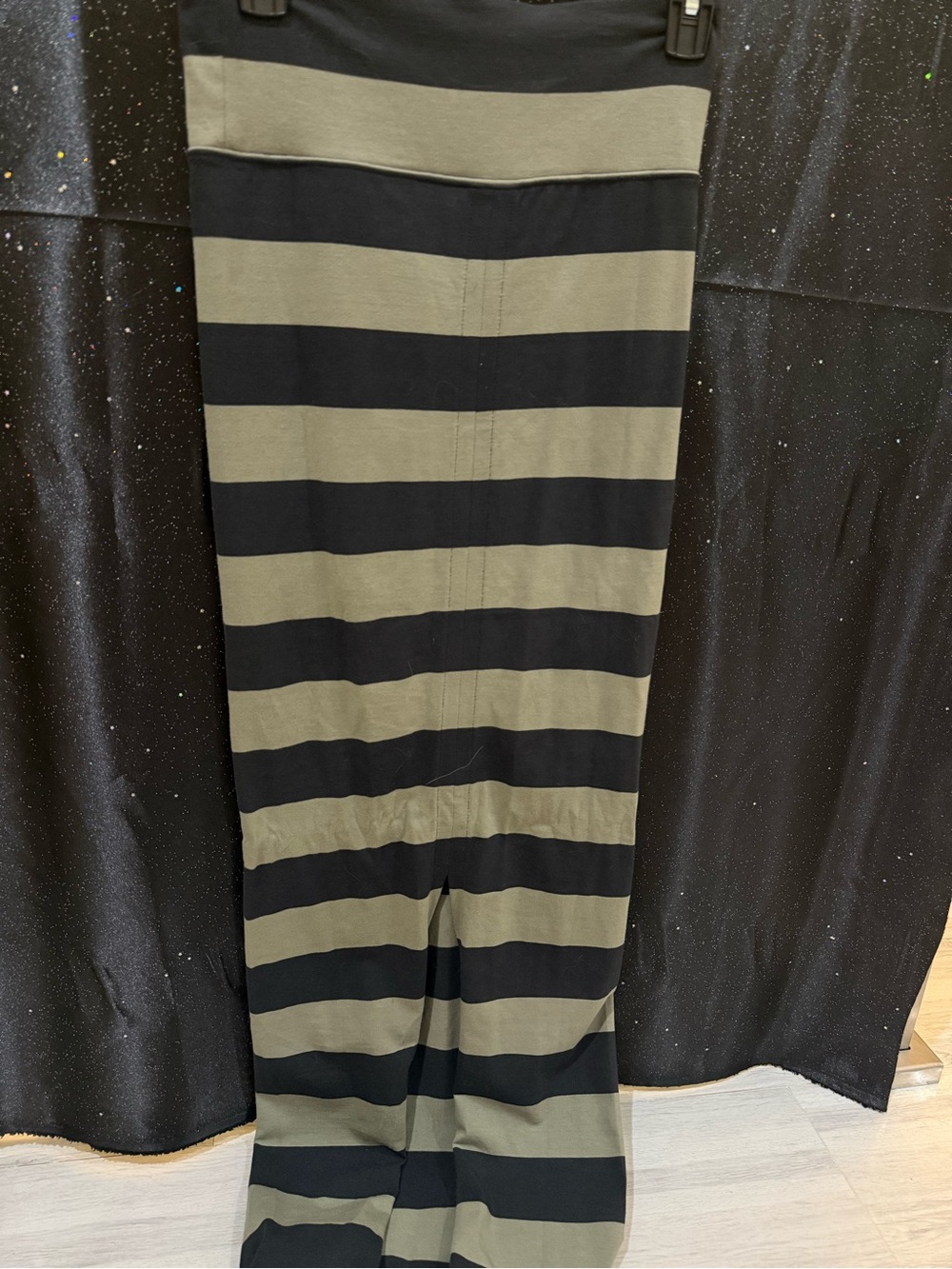 Free People Striped Knit Maxi Skirt Black Olive Bodycon Boho Festival Women’s - Picture 3 of 5